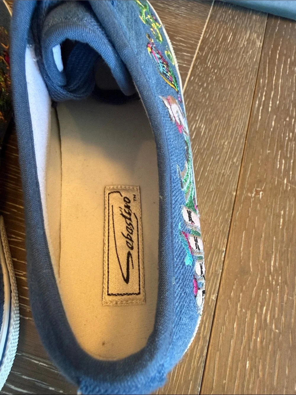 Sebastino sneakers vintage Denim Embroidered country Garden women’s 8